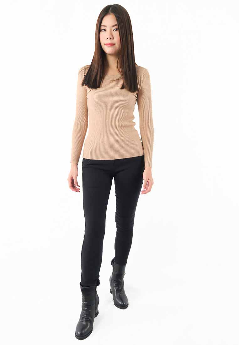 กางเกงขายาว ทรงสกินนี่แบบบุกันหนาว - Skinny Pencil Fleece Lined Pants