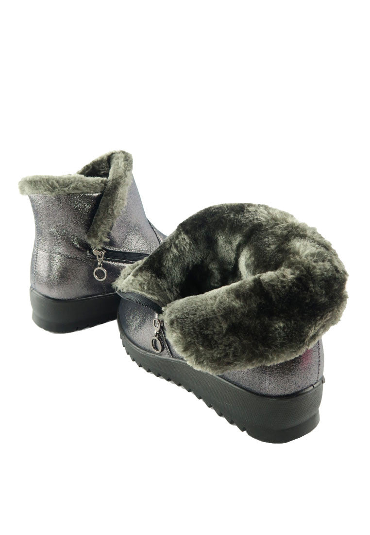 รองเท้าบูทกันหนาวกันหิมะ บุขนหนา - Snow Velvet Fuxe Fur Fleece Lining Ankle Boots