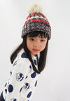 หมวกไหมพรมโบฮีเมียนลายเส้นมีปอม - Bohemian Stripe Crochet Knit Slouchy Pom Pom Beanie Winter Hat