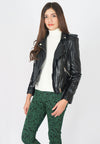 เสื้อแจ็กเก็ตหลังคาดเข็มขัด - Rider PU Belted Biker Jacket