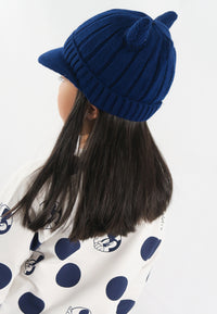 หมวกไหมพรม หมวกแก็ปไหมพรม สำหรับเด็ก - Winter Monster Eyes Visor Knit Hat for Boys and Girls