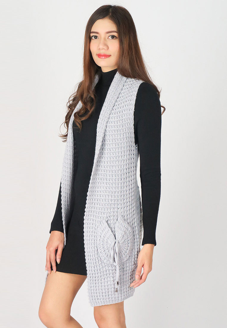 เสื้อคลุมไหมพรม - Open Front Cable Knit Cardigan