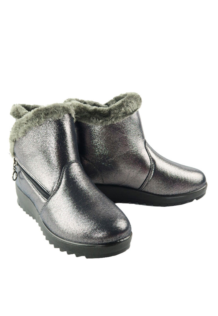 รองเท้าบูทกันหนาวกันหิมะ บุขนหนา - Snow Velvet Fuxe Fur Fleece Lining Ankle Boots
