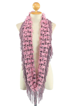 ผ้าพันคอทรงกลมอินฟินิตี้ - Warm Knit Infinity Scarf With Tassels
