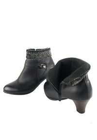 รองเท้าบูทหนังส้นสูง S279 - Genuine Leather Low Heel Ankle Boots