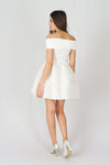 เดรสสั้นเปิดไหล่ทรงเอ - Off The Shoulder Pleated Prom Mini Dress
