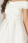 เดรสสั้นเปิดไหล่ทรงเอ - Off The Shoulder Pleated Prom Mini Dress