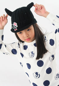 หมวกไหมพรม หมวกแก็ปไหมพรม สำหรับเด็ก - Winter Monster Eyes Visor Knit Hat for Boys and Girls