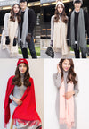 ผ้าพันคอแคชเมียร์แต่งพู่ ขนาด 71x27'' สำหรับชายหญิง - Unisex Cashmere Scarf Wool Wrap Shawl