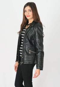 เสื้อแจ็คเก็ตหนัง - Zipper Slim Biker Jackets