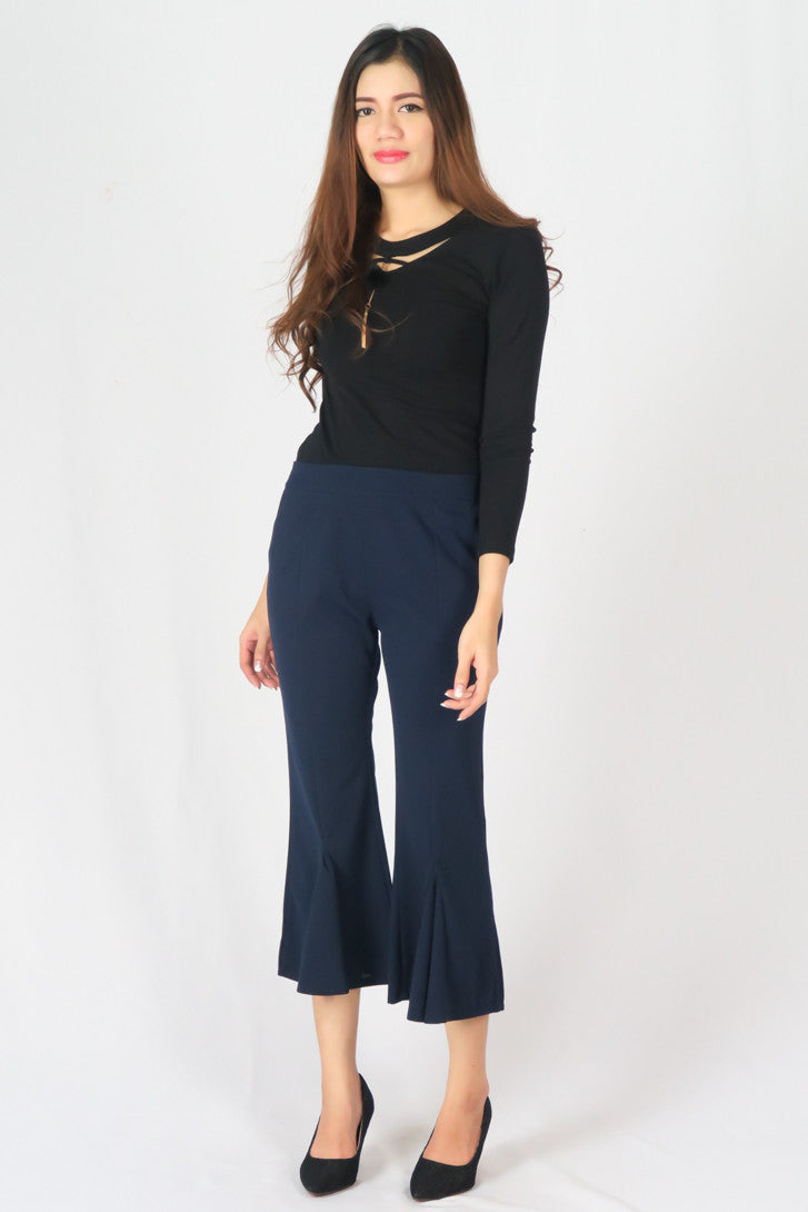 Side Deep Slit Boots Cut Slacks