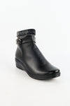 รองเท้าบูทหนังแต่งขน รุ่น 512 - Faux Fux Patent Leather Ankle Boots