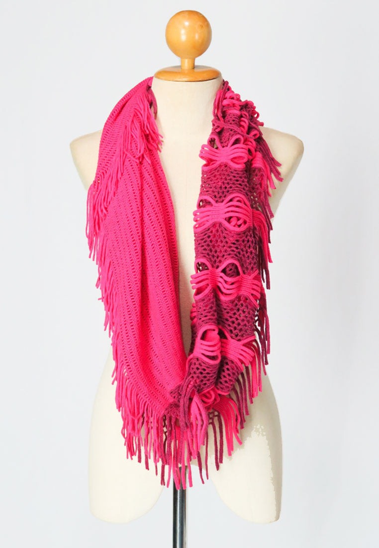Warm Knit Infinity Scarf with Tassels
