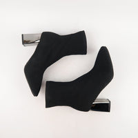 รองเท้าบูทแฟชั่นส้นสูง - Pointed Toe Mid Heel Ankle Boots