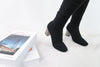 รองเท้าบูทแฟชั่นส้นสูง - Pointed Toe Mid Heel Ankle Boots