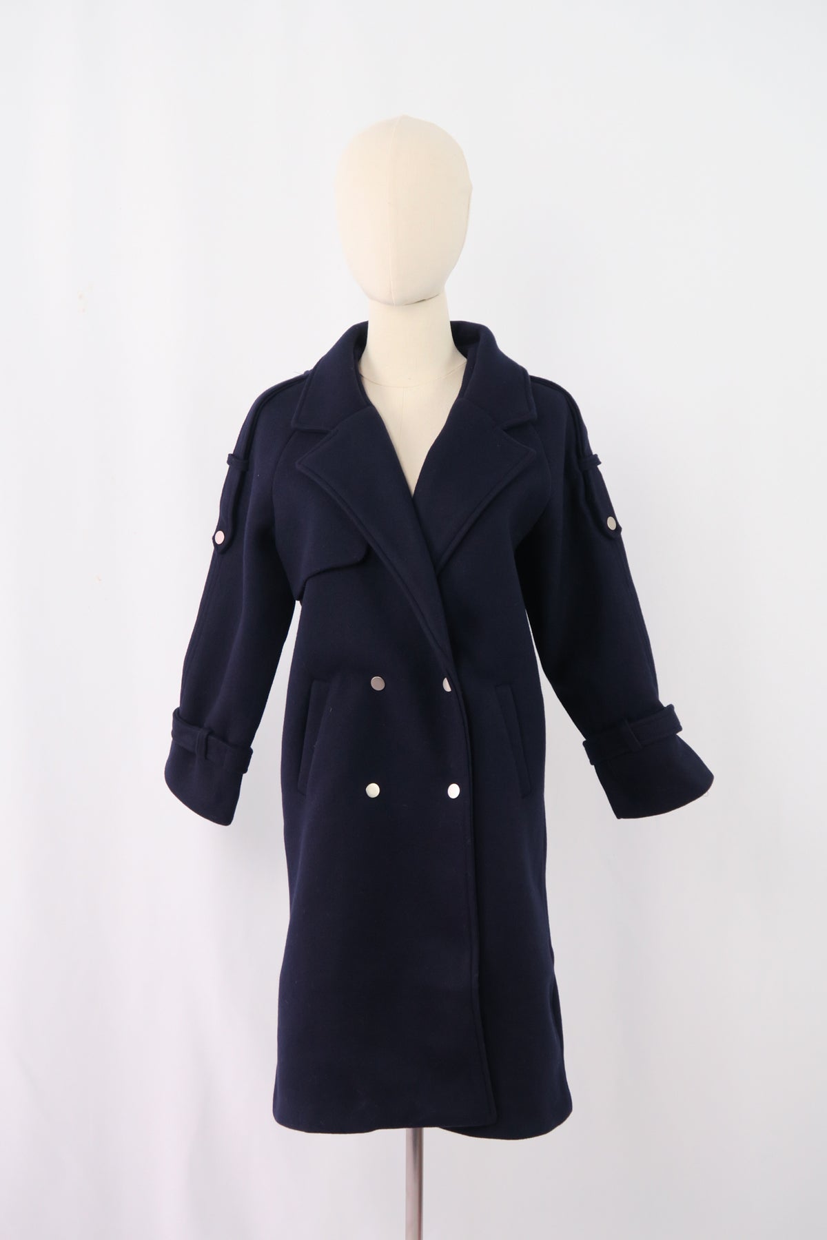 Double-Breasted Woolen Coat with Belt