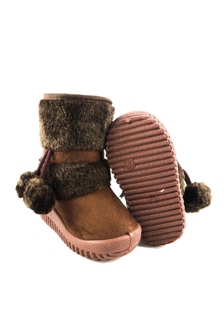 Kids Winter Snow Pom Pom Fleece Ankle Boot