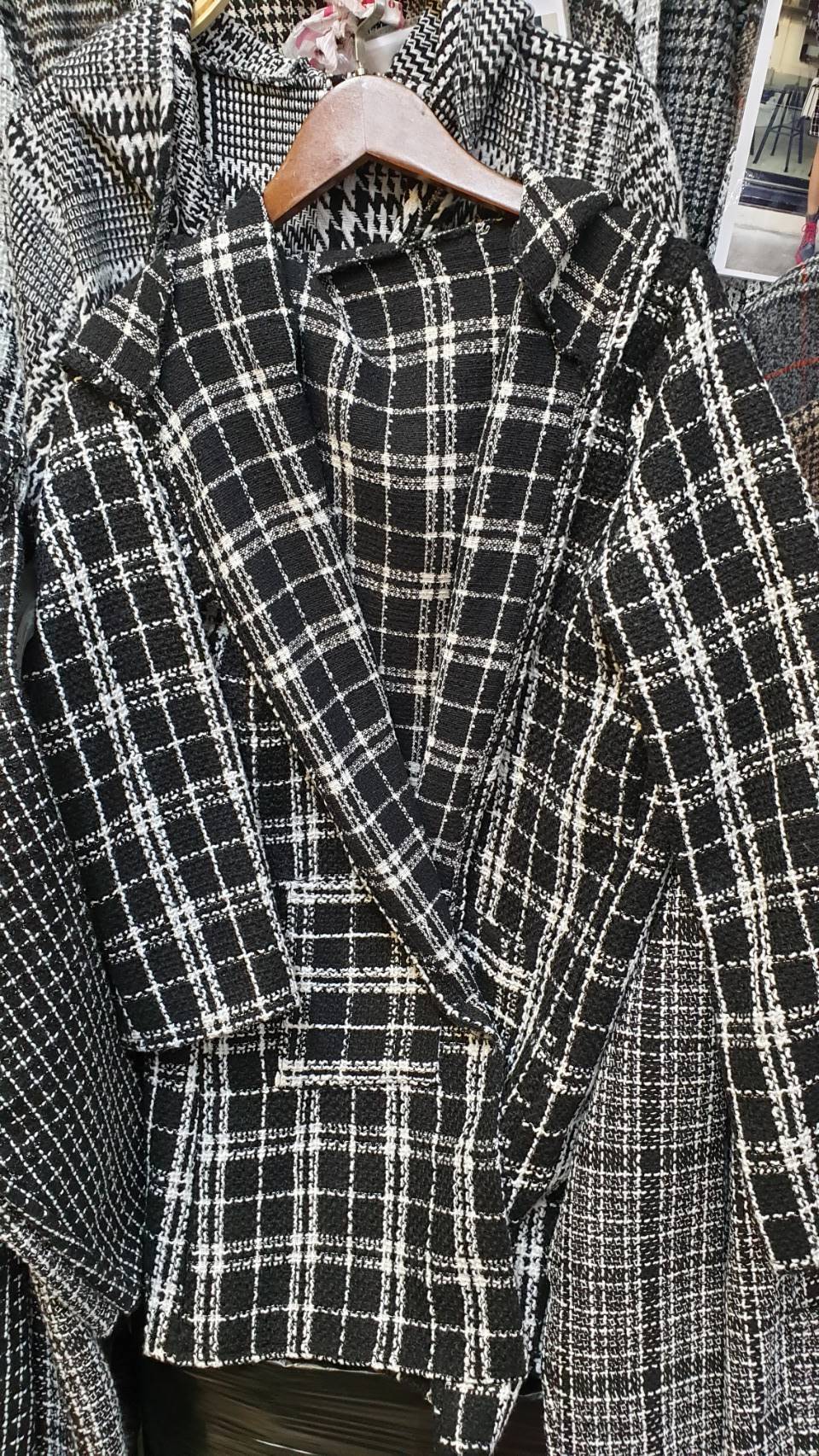 Classic Plaid Double-Breasted Woolen Coat