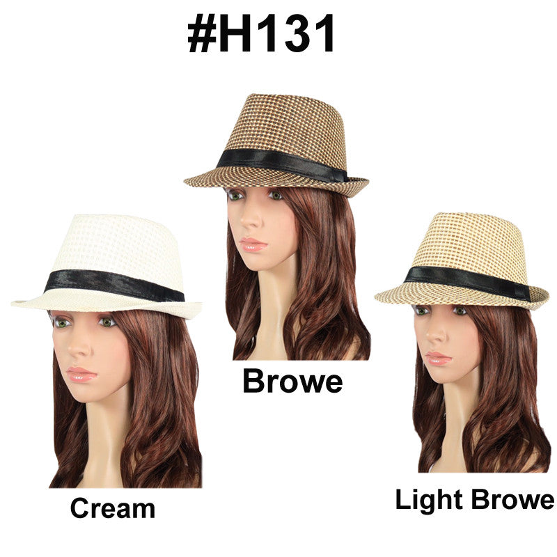 Summer Short Brim Straw Fedora Hat