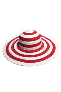 หมวกสานปีกกว้างชายทะเลลายเส้น - Summer Striped Straw Hat Floppy Big Brim Hat