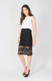 กระโปรงยาวลูกไม้ทรงดินสอ  - Classy Lace Pencil Skirt