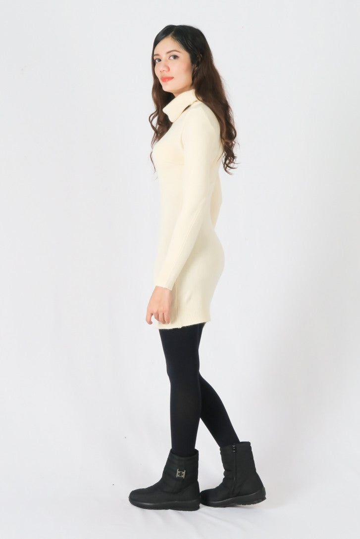 เสื้อไหมพรมคอเต่าทรงยาว No.8742- Basic Slim Turtleneck Long Sweater