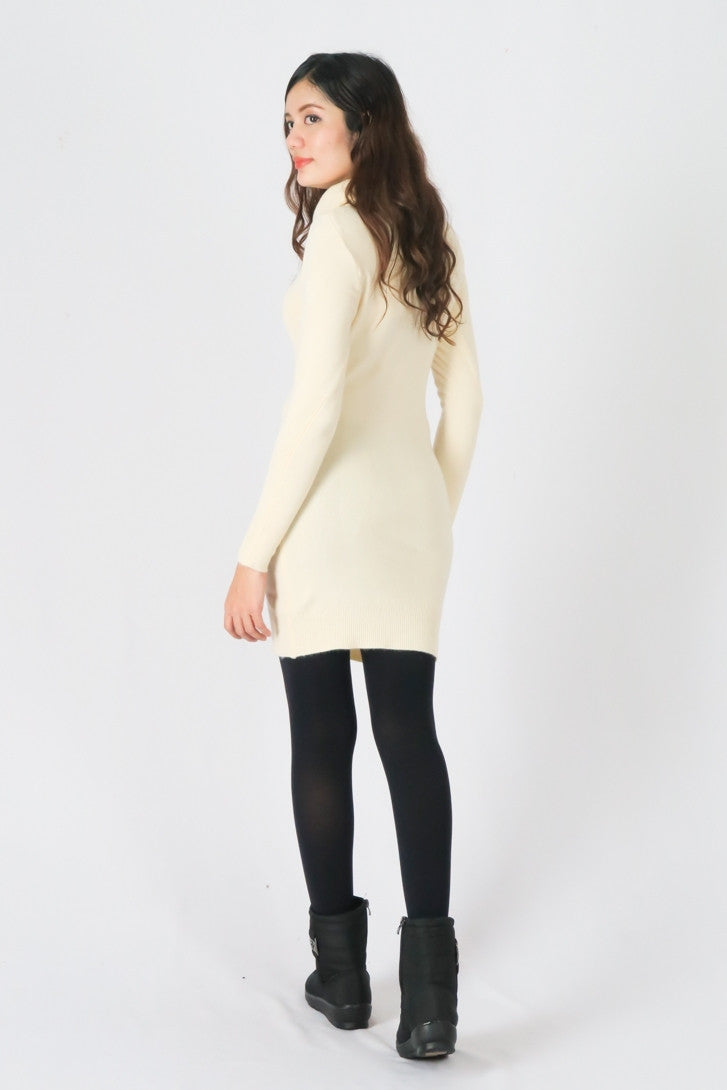เสื้อไหมพรมคอเต่าทรงยาว No.8742- Basic Slim Turtleneck Long Sweater