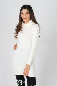เสื้อไหมพรมคอเต่าทรงยาว No.8742- Basic Slim Turtleneck Long Sweater