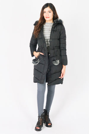 เสื้อโค้ทดาวน์กันหนาวทรงยาว รุ่น 808 - Long Puffer Down Coat Parka With Fur Hood