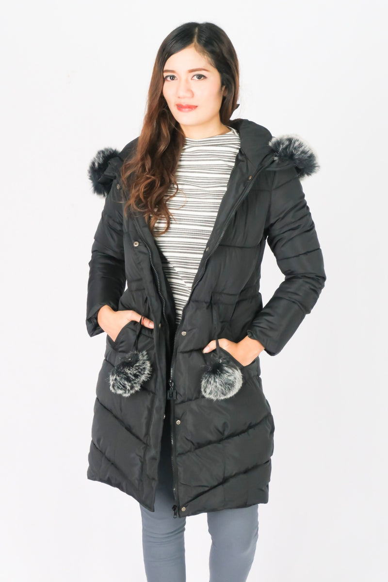 เสื้อโค้ทดาวน์กันหนาวทรงยาว รุ่น 808 - Long Puffer Down Coat Parka With Fur Hood