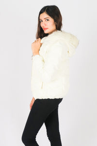 เสื้อโค้ทดาวน์กันหนาวมีฮู้ดขนสัตว์ - Short Parka Fuffer Down Coat With Fur Hood