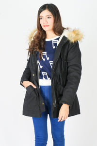 เสื้อโค้ทปาร์เกอะแต่งขนทรงเบสิค - London Faux Fur Lined Parkas Hooded Coats