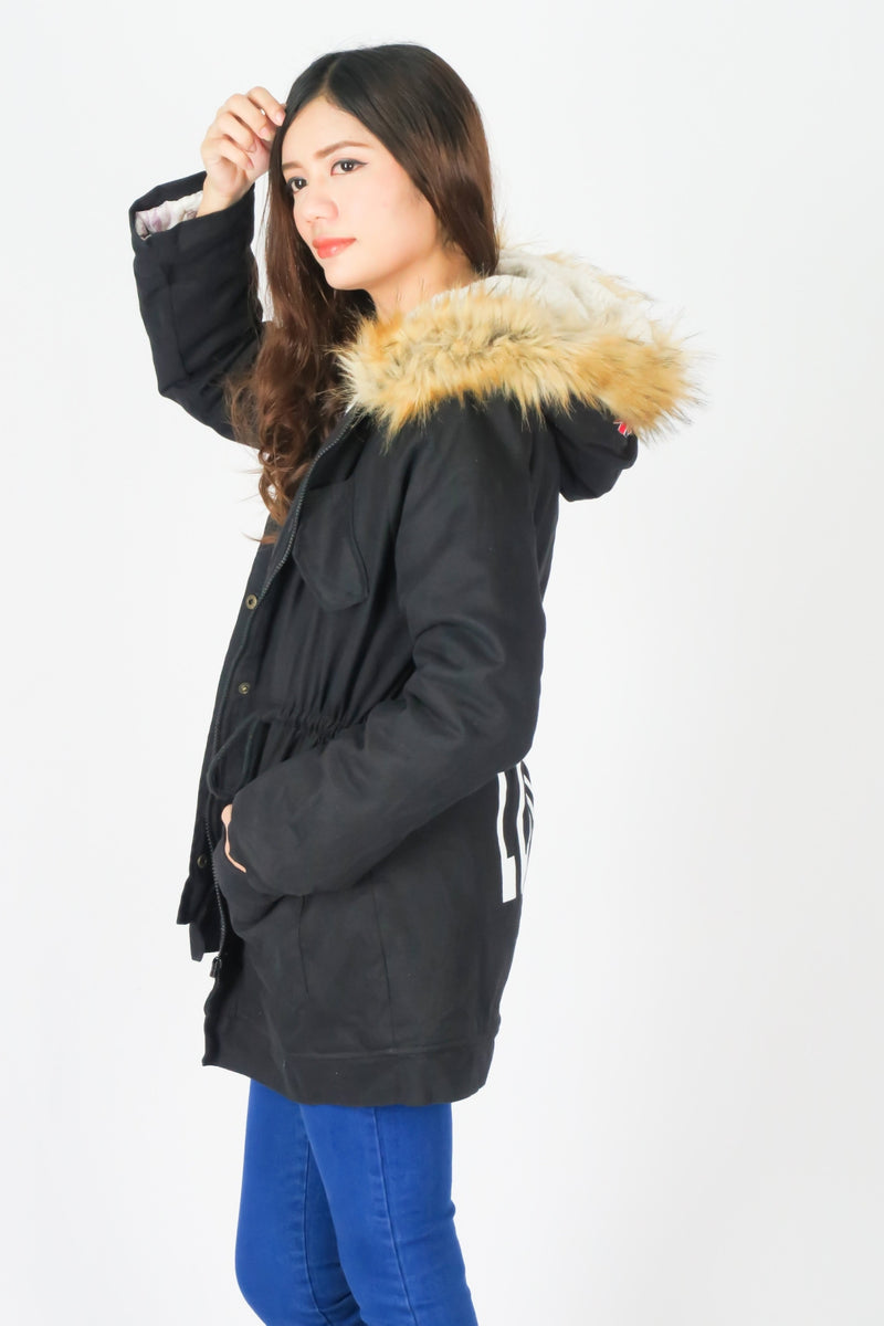 เสื้อโค้ทปาร์เกอะแต่งขนทรงเบสิค - London Faux Fur Lined Parkas Hooded Coats