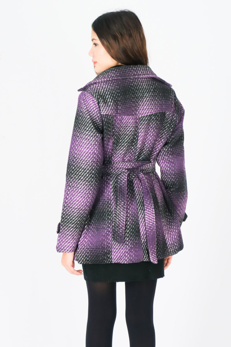 เสื้อโค้ทผ้าวูลลายสก็อตกันหนาว - Classic Plaid Double-Breasted Woolen Coat