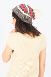 หมวกไหมพรมโบฮีเมียนลายเส้นมีปอม - Bohemian Stripe Crochet Knit Slouchy Pom Pom Beanie Winter Hat