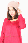 หมวกไหมพรมทรงบีนนี่แต่งปอม -  Beanie Fleece Lining Knit Hat