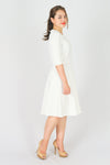 เดรสสีขาวคอรูปหัวใจ - Heart Collar Midi White Dress