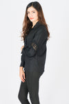 เสื้อเชิ้ตแต่งลูกไม้ - Lace Puff Sleeves Cotton Shirt