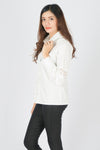 เสื้อเชิ้ตแต่งลูกไม้ - Lace Puff Sleeves Cotton Shirt