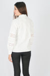 เสื้อเชิ้ตแต่งลูกไม้ - Lace Puff Sleeves Cotton Shirt