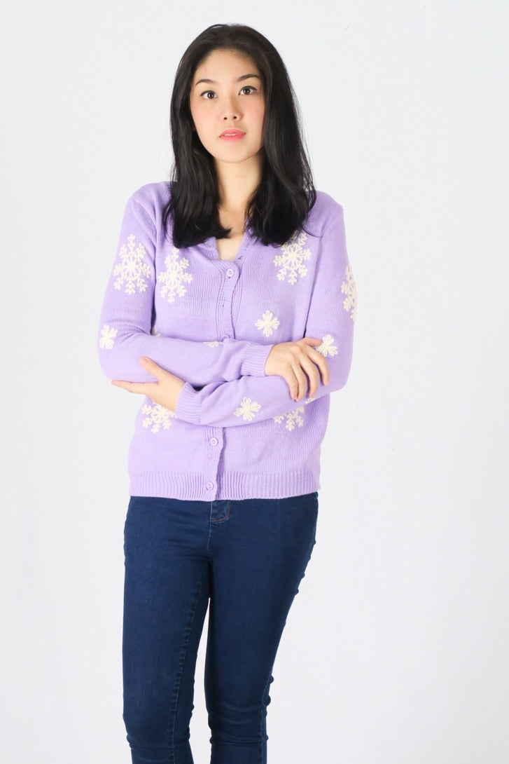 เสื้อคลุมไหมพรมคาร์ดิแกน - Cable Knit Front Buttons Cardigan