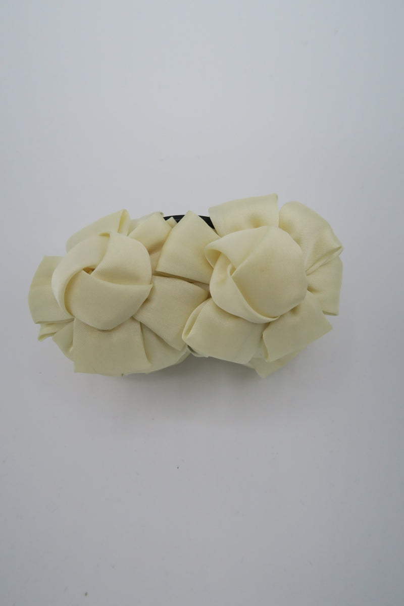 กิ๊ปหนีบผมเเต่งริบบิ้นซาติน - Beauty Ribbon Rose Flower Bow Jaw Clip Barrette Hair