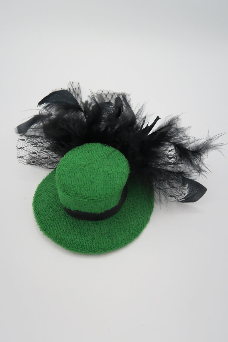 กิ๊ปหนีบผมเเต่งหมวกติดผ้ามุ้ง - Feather & Mesh Flower Fascinator with Hair Pinch Clip