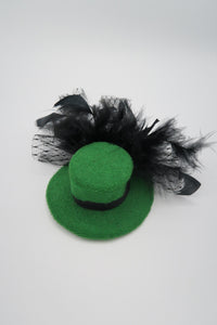 กิ๊ปหนีบผมเเต่งหมวกติดผ้ามุ้ง - Feather & Mesh Flower Fascinator with Hair Pinch Clip