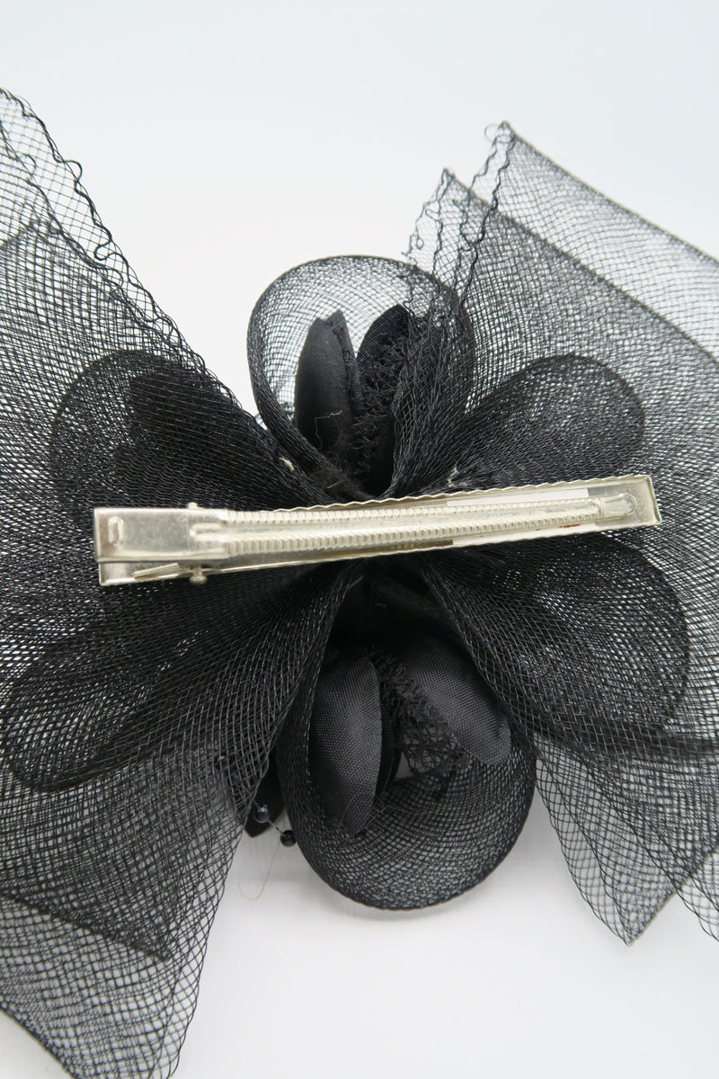 กิ๊ปหนีบผม - Feather & Mesh Flower Fascinator with Hair Pinch Clip