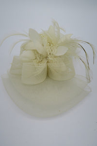 กิ๊ปหนีบผม - Feather & Mesh Flower Fascinator with Hair Pinch Clip