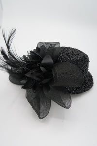 กิ๊ปหนีบผม - Feather & Mesh Flower Fascinator with Hair Pinch Clip