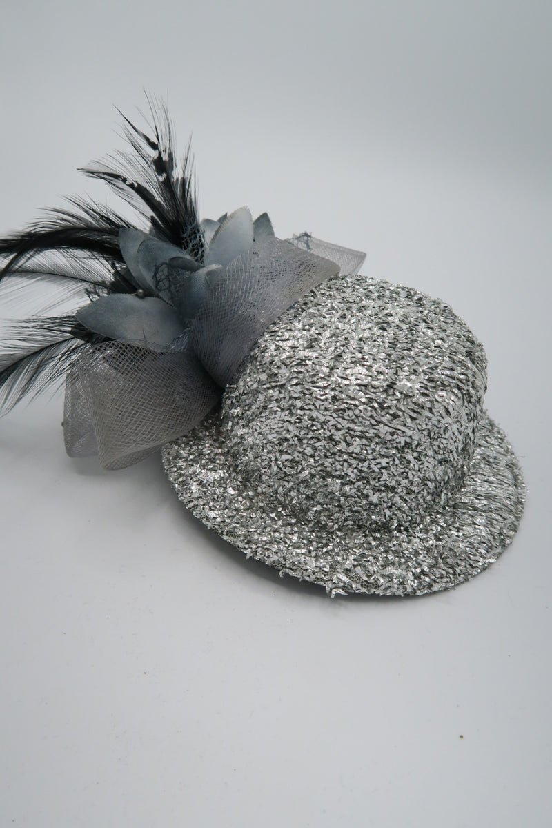 กิ๊ปหนีบผม - Feather & Mesh Flower Fascinator with Hair Pinch Clip