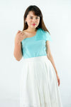 เสื้อบ่าเดียวเเต่งโบว์บ่า - One Shoulder A-Line Shirt