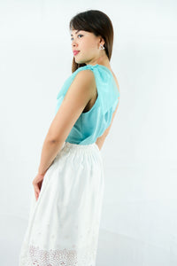 เสื้อบ่าเดียวเเต่งโบว์บ่า - One Shoulder A-Line Shirt